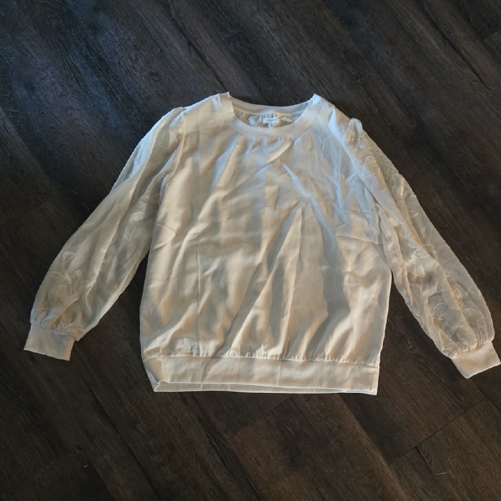 Elegant Cream Sheer Sleeve Blouse